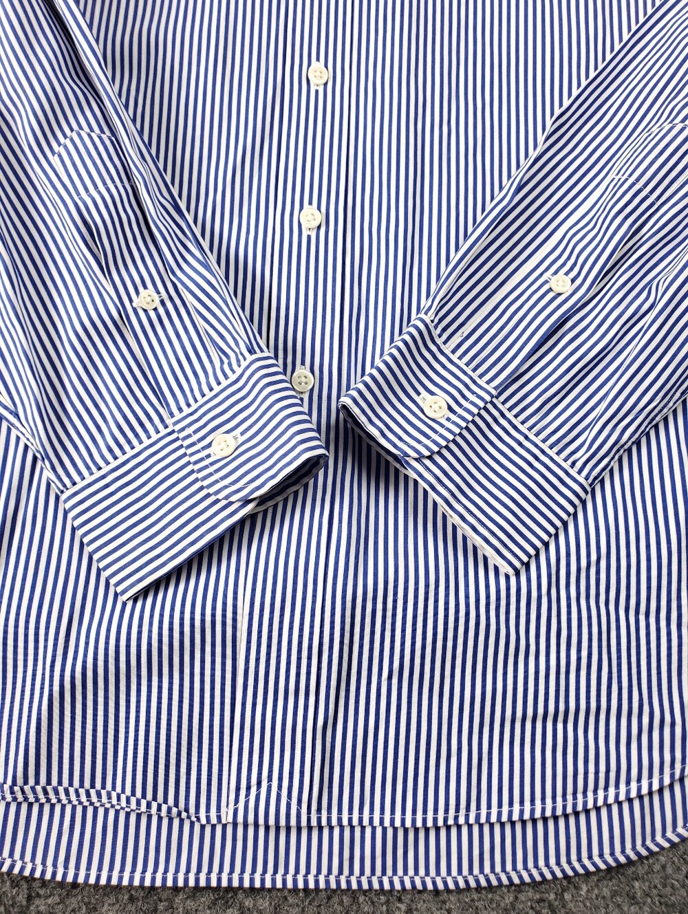 Ralph Lauren Striped Poplin Shirt XL Blue Button Down Preppy Business Casual - Picture 8 of 9